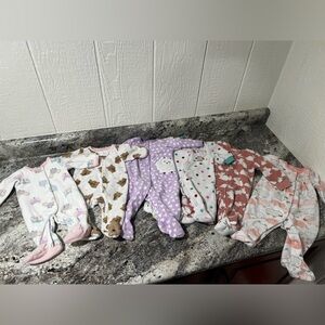 Baby Girl Fleece Sleepers - lot of 6
